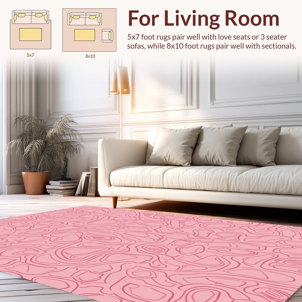 Pink Abstract Contour Line Design Rug