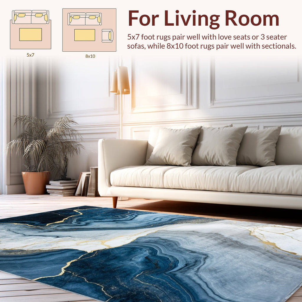 Deep Blue Gold Veined Agate Rug
