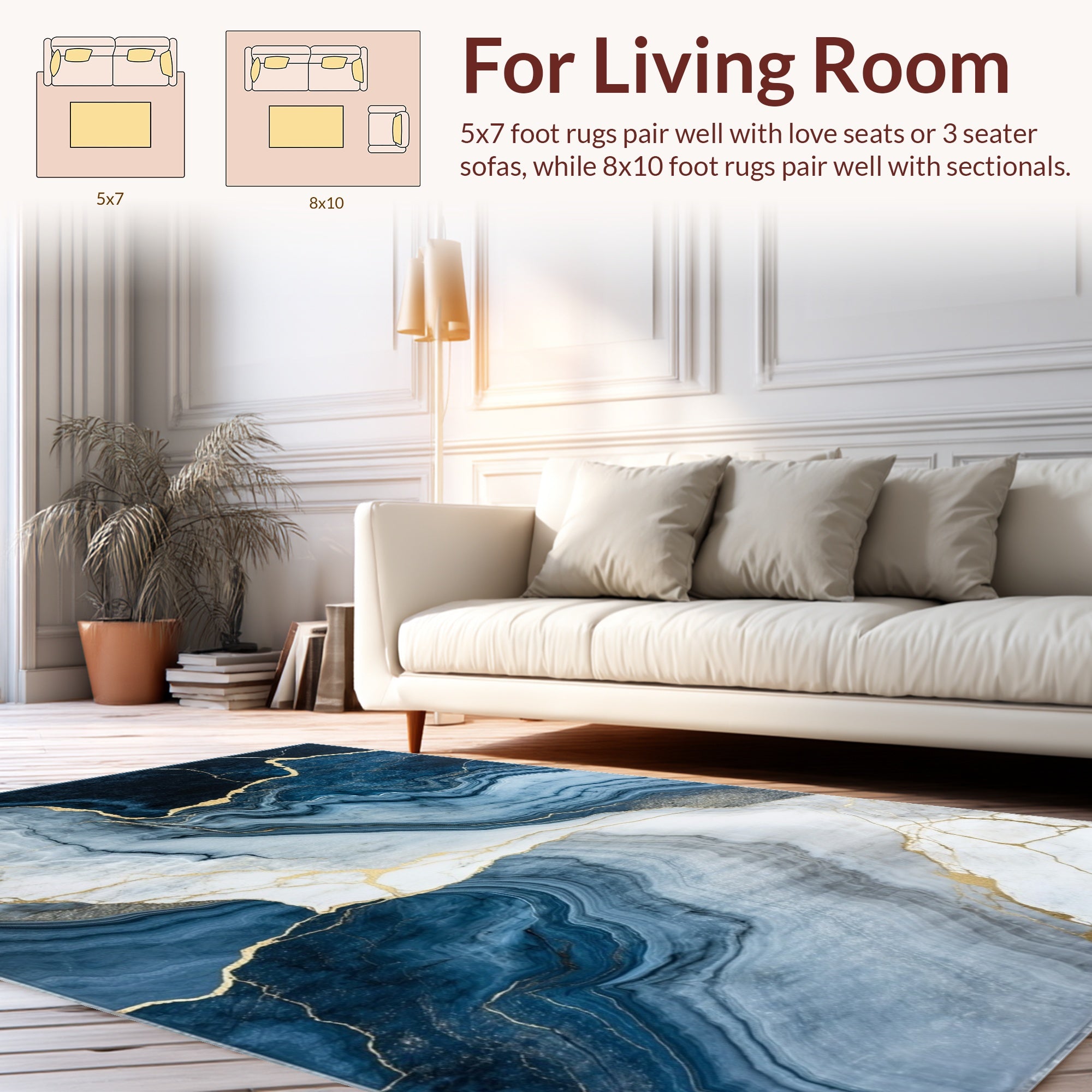 Deep Blue Gold Veined Agate Rug
