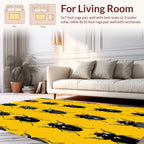 Black Insect Pattern Yellow Motif Rug
