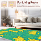 Yellow Turtles Green Foliage Pattern Rug