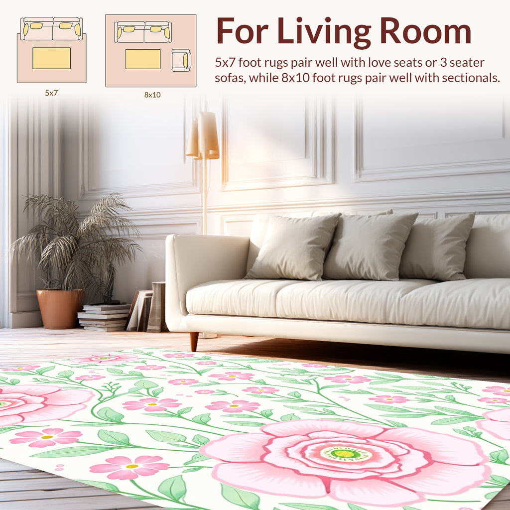 Pink floral vine pattern Rug