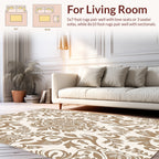 Elegant Brown Floral Damask Pattern Rug