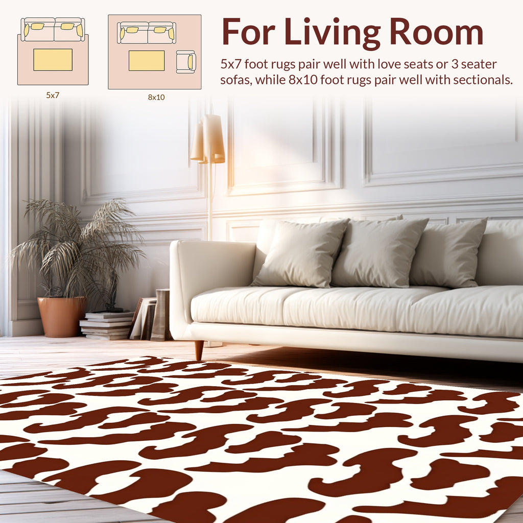 Brown White Abstract Organic Pattern Rug
