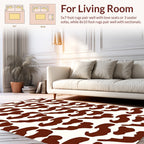 Brown White Abstract Organic Pattern Rug