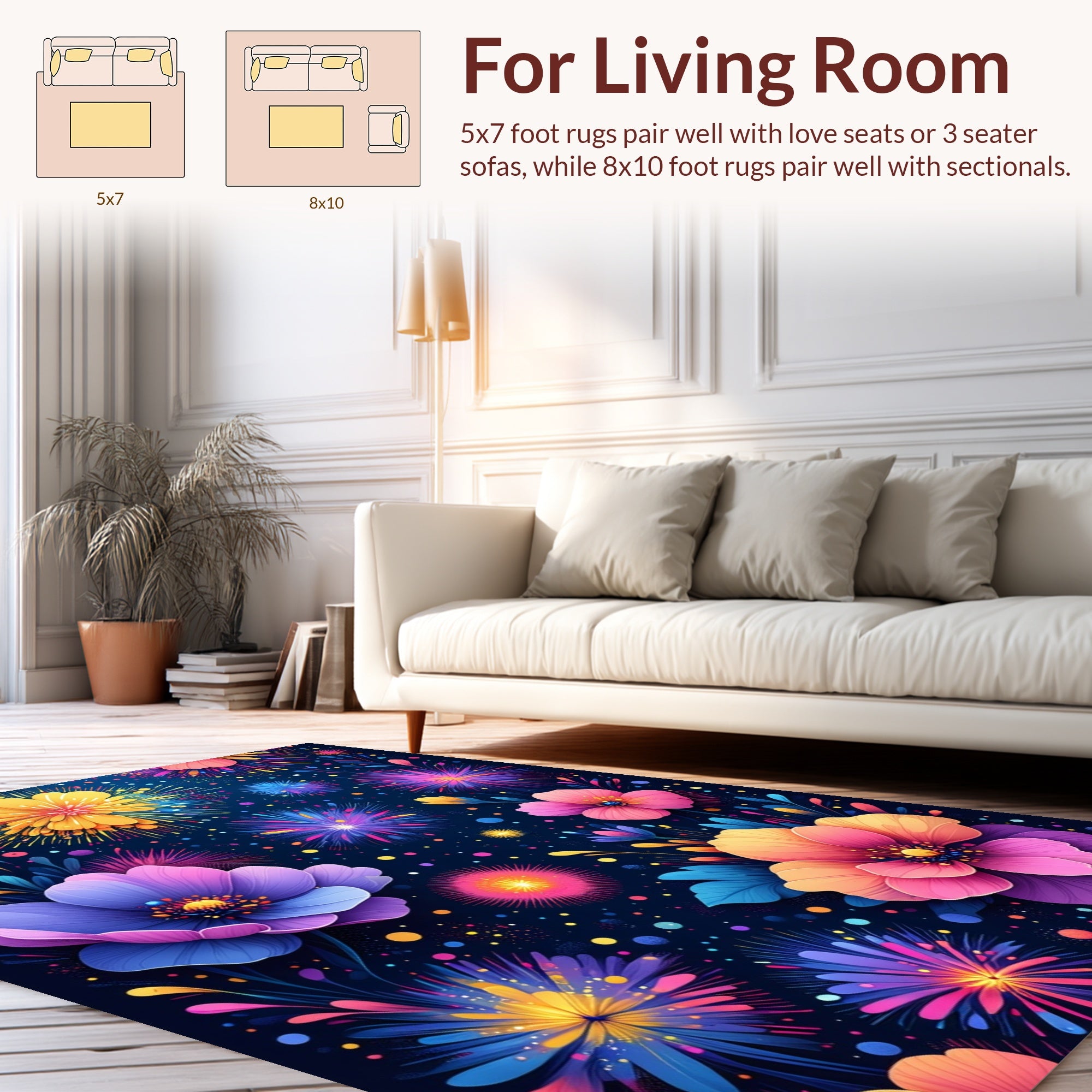 Vibrant Floral Firework Pattern Rug