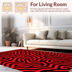 Bold Red Black Maze Pattern Rug