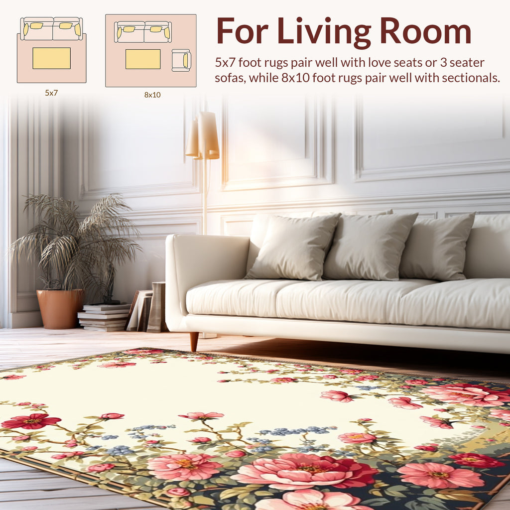 Elegant Floral Garden Pattern Rug