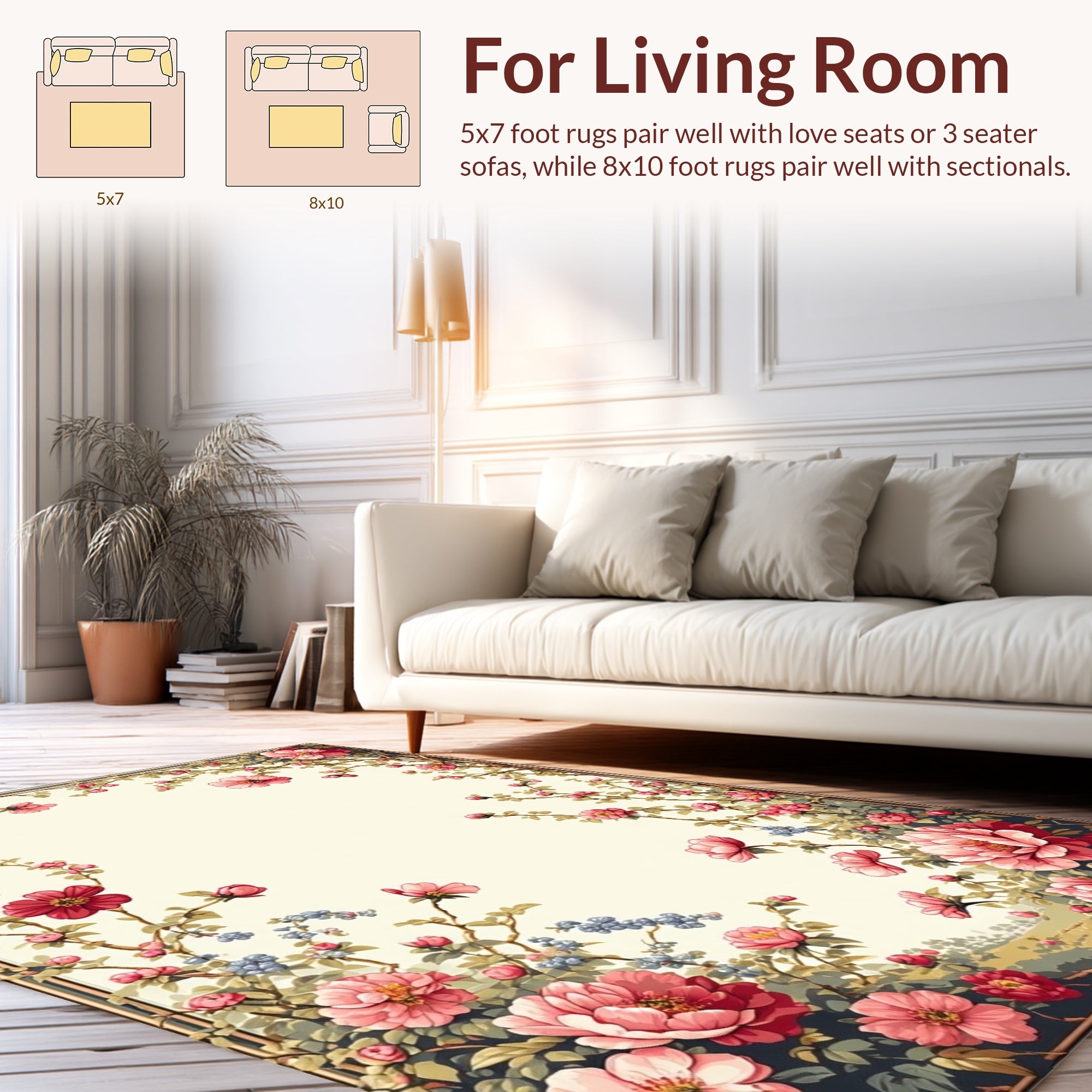 Elegant Floral Garden Pattern Rug