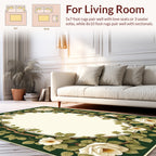 White Rose Vine Botanical Floral Rug