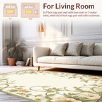 Elegant Cream Floral Vine Scroll Rug