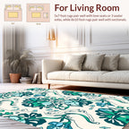 Earthy Teal Abstract Floral Pattern Rug