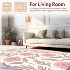 Pink Daisy Floral Botanical Pattern Rug