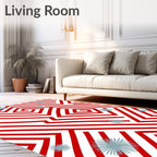 Red Labyrinth Starburst Rug