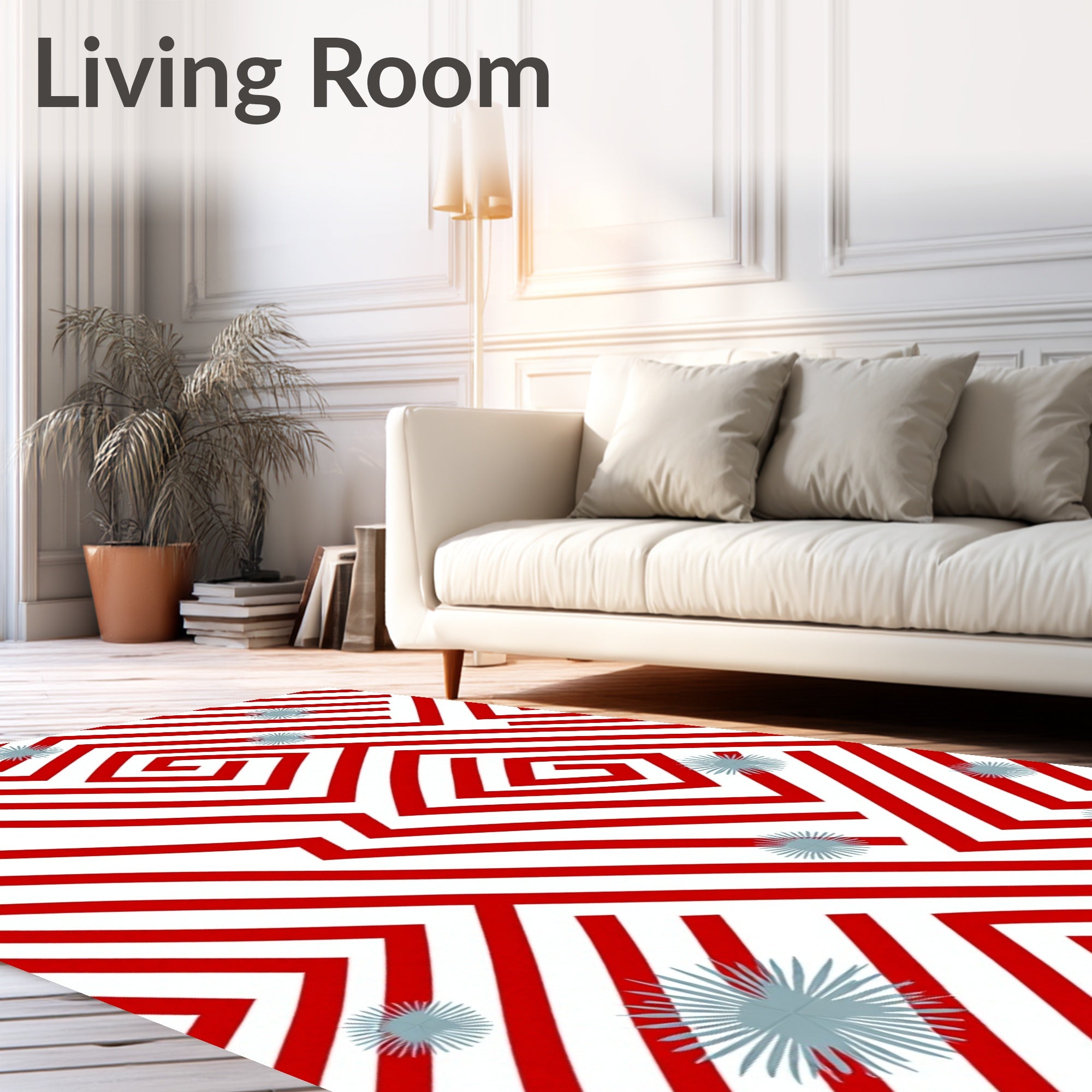 Red Labyrinth Starburst Rug