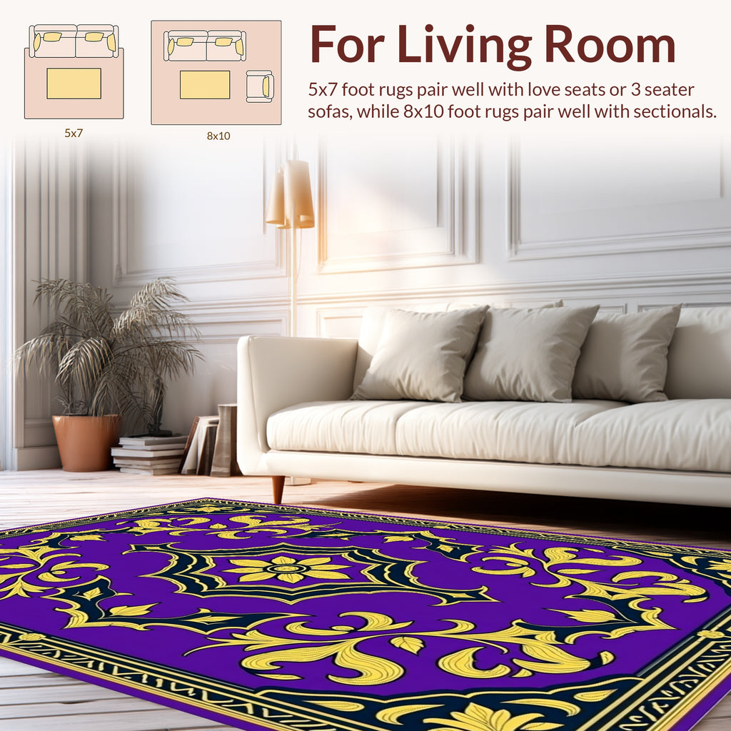 Royal Purple Gold Floral Rug