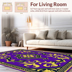 Royal Purple Gold Floral Rug