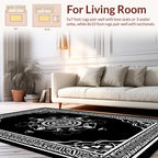 Bold Black Mandala Floral Pattern Rug