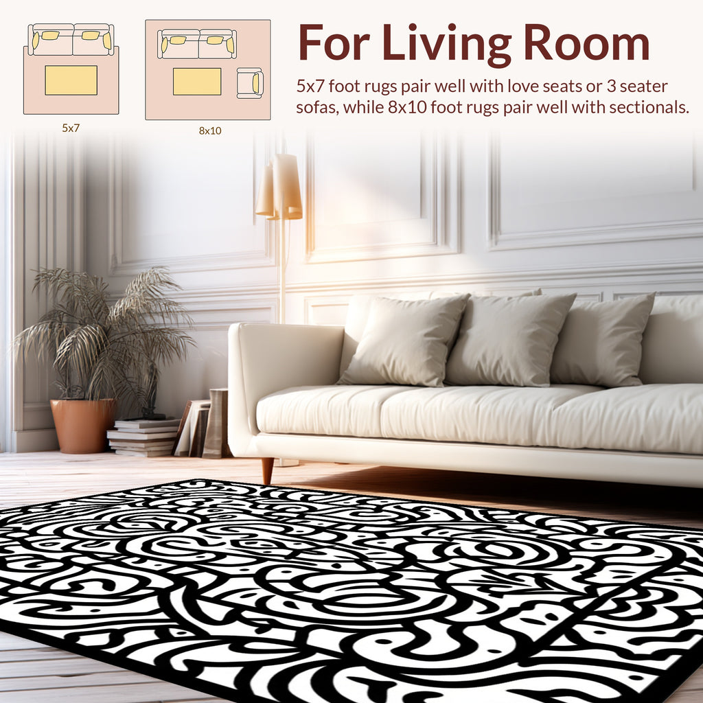 Intricate Organic Paisley Pattern Rug