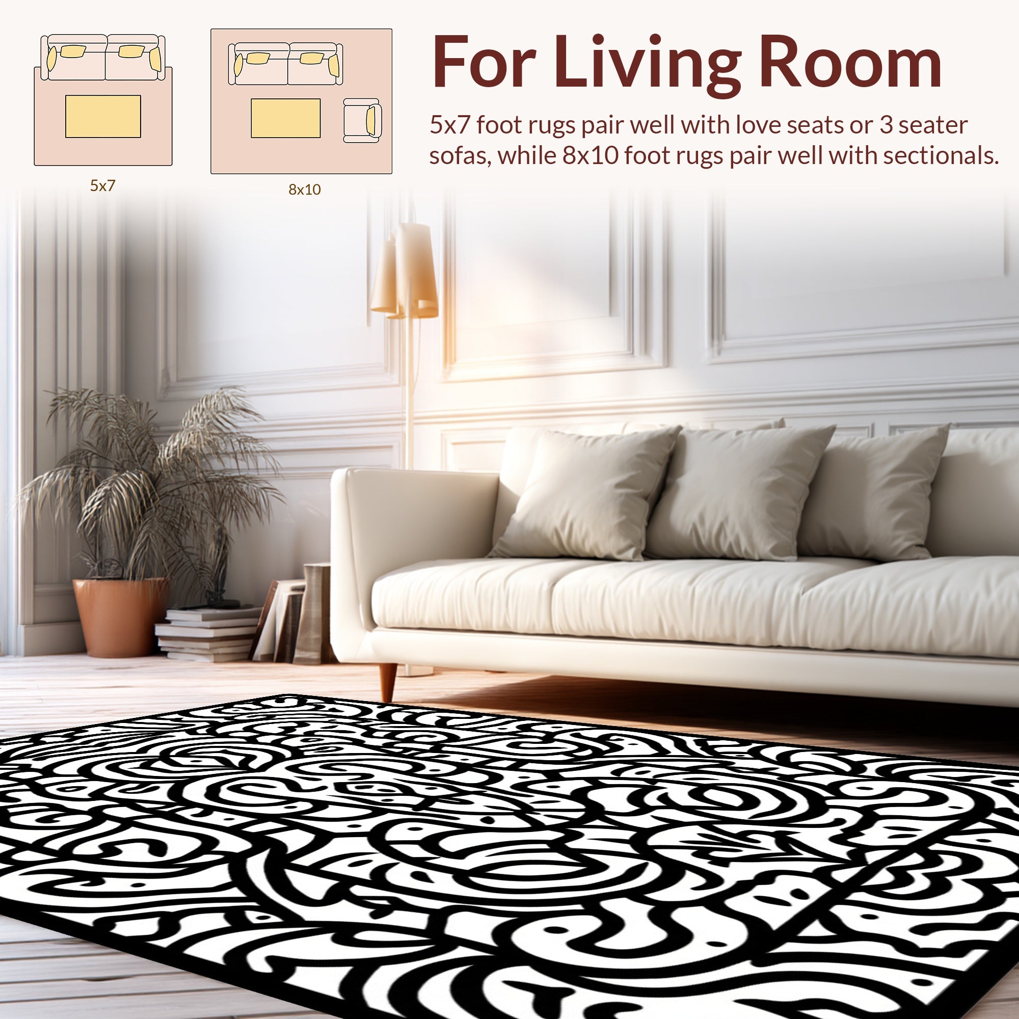 Intricate Organic Paisley Pattern Rug