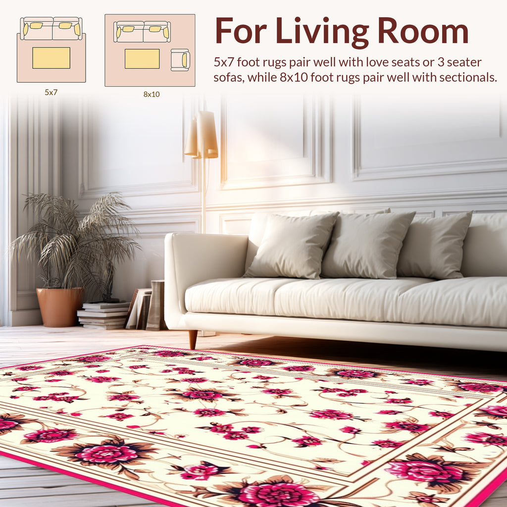 Ornate Floral Vine Pattern Rug