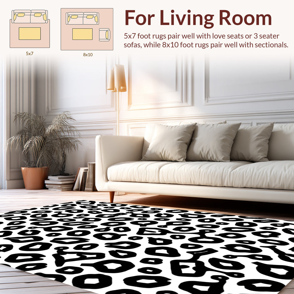 Bold Black Animal Print Design Rug