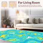 Whimsical Yellow Turtle Water Pattern Rug