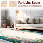 Whimsical Floral Butterfly Garden Border Rug