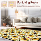 Golden Sunflower Vine Botanical Design Rug