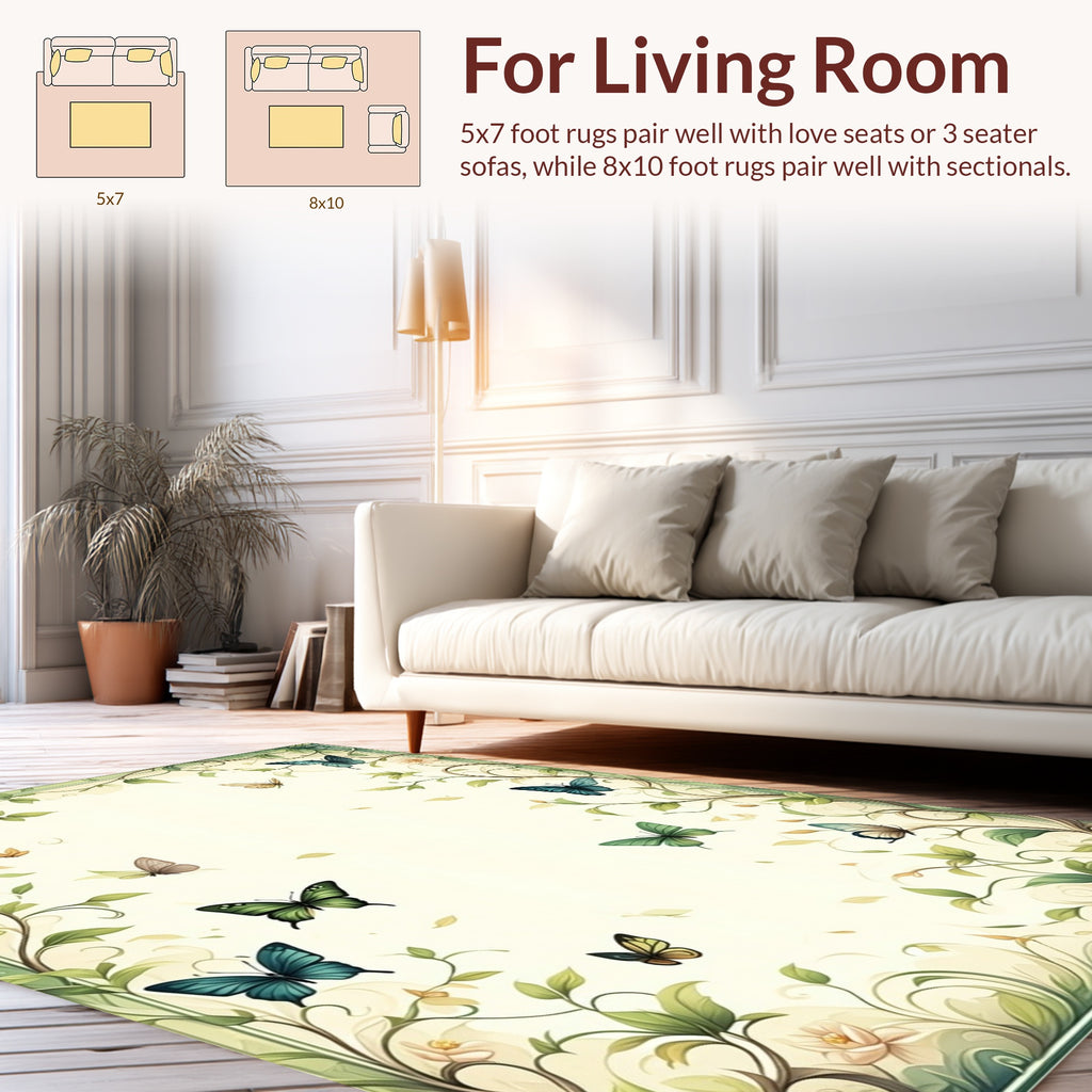 Whimsical Butterfly Vine Garden Design Rug