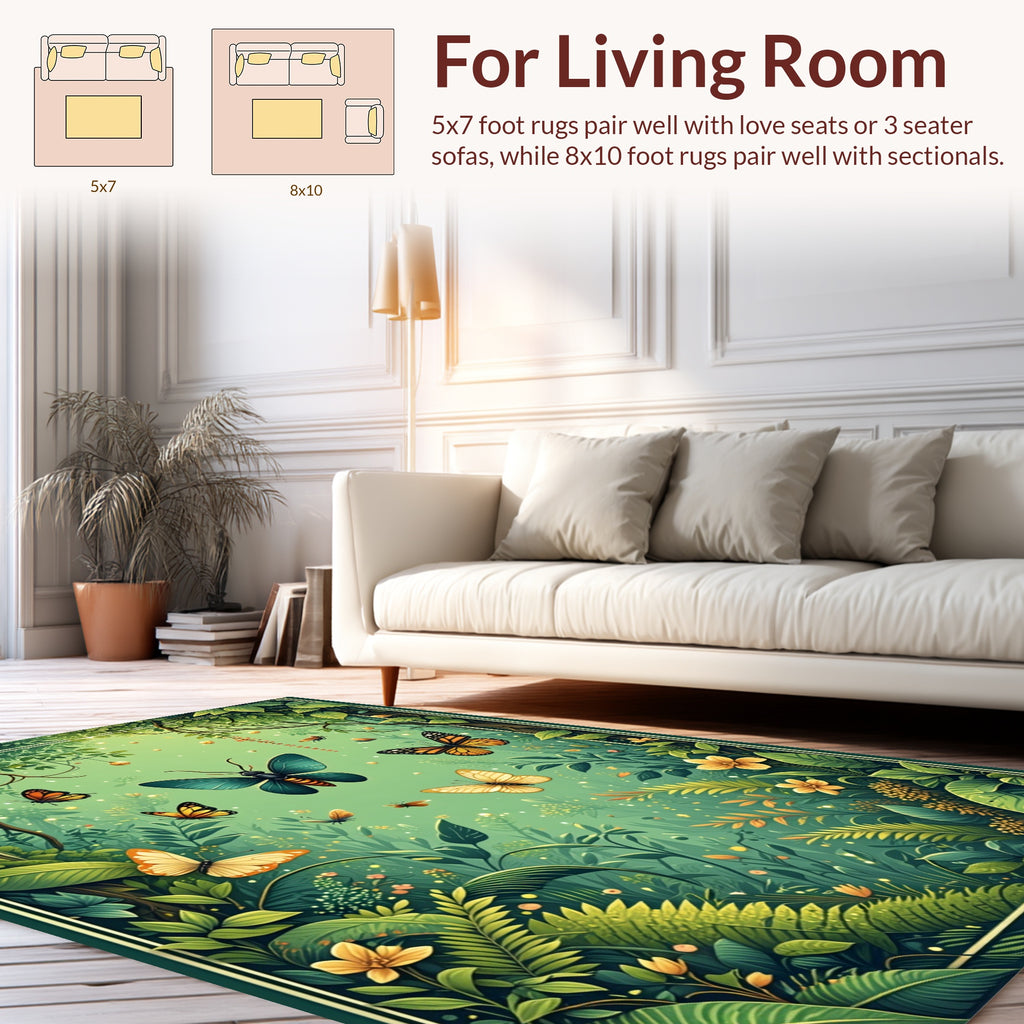 Enchanted Forest Butterfly Garden Rug