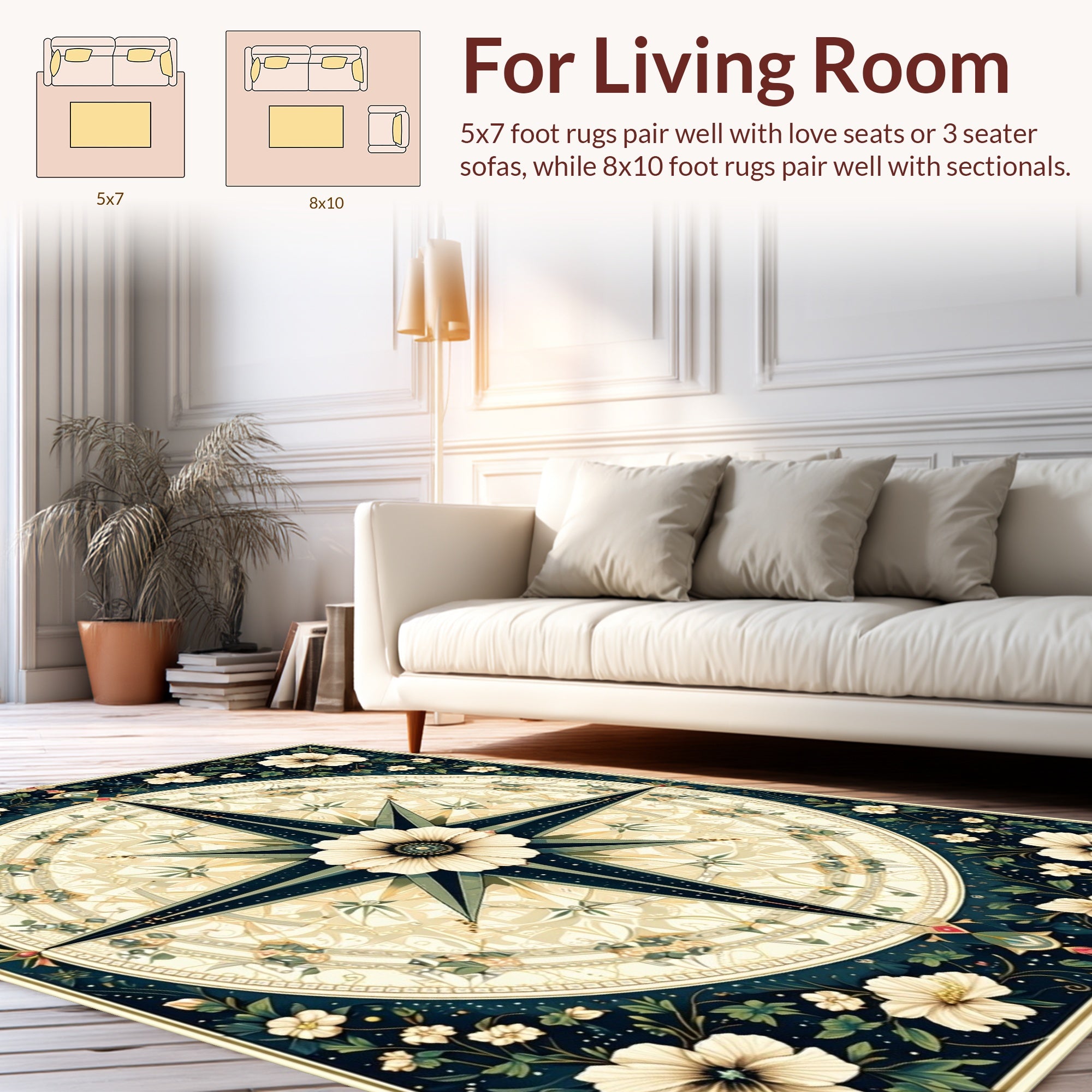 Floral Compass Motif Rug
