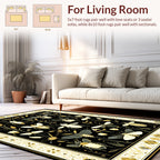 Elegant Gold Insect Nature Pattern Rug