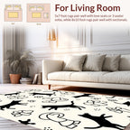 Playful Black Cats Abstract Flowers Rug