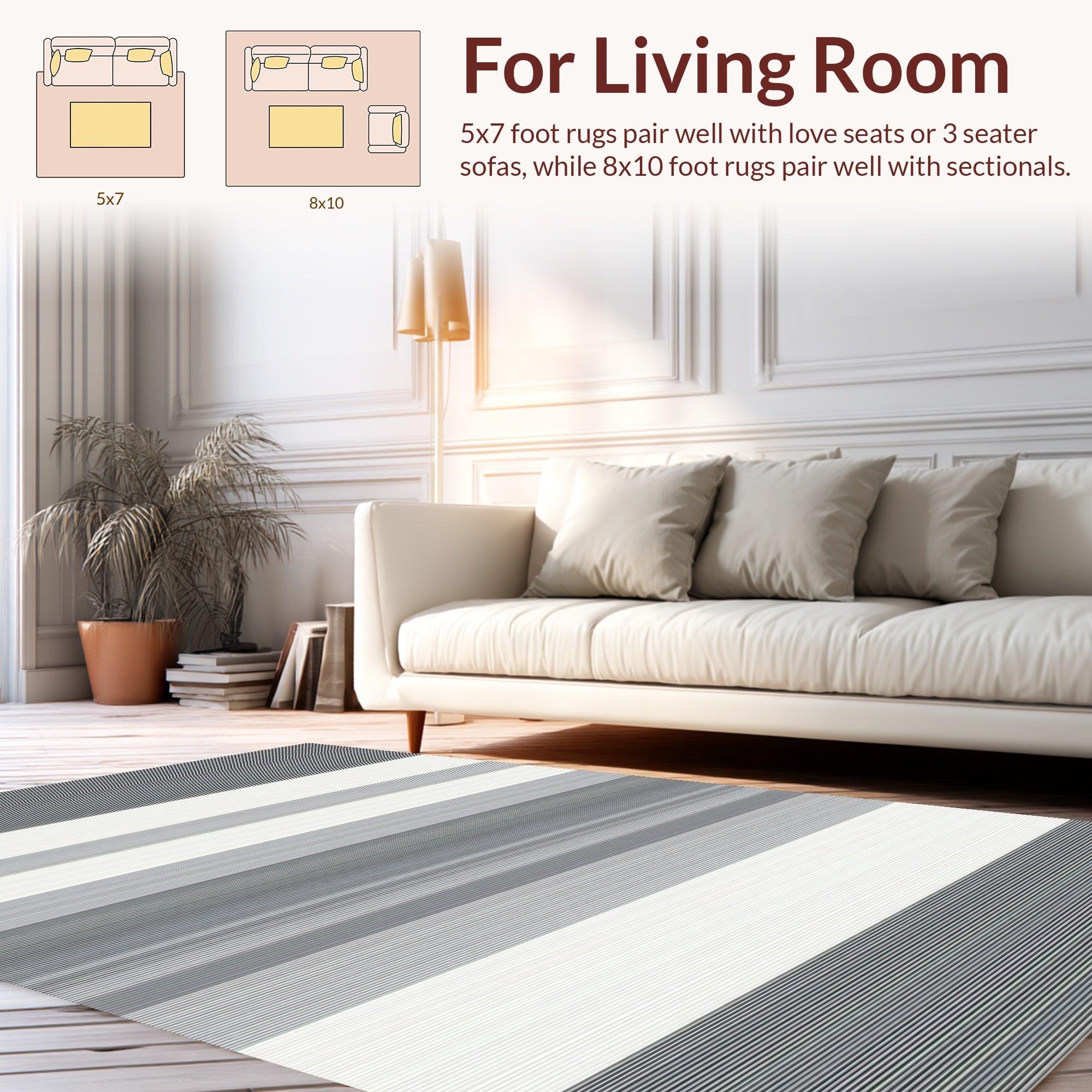 Subtle Gray Horizontal Stripe Pattern Rug