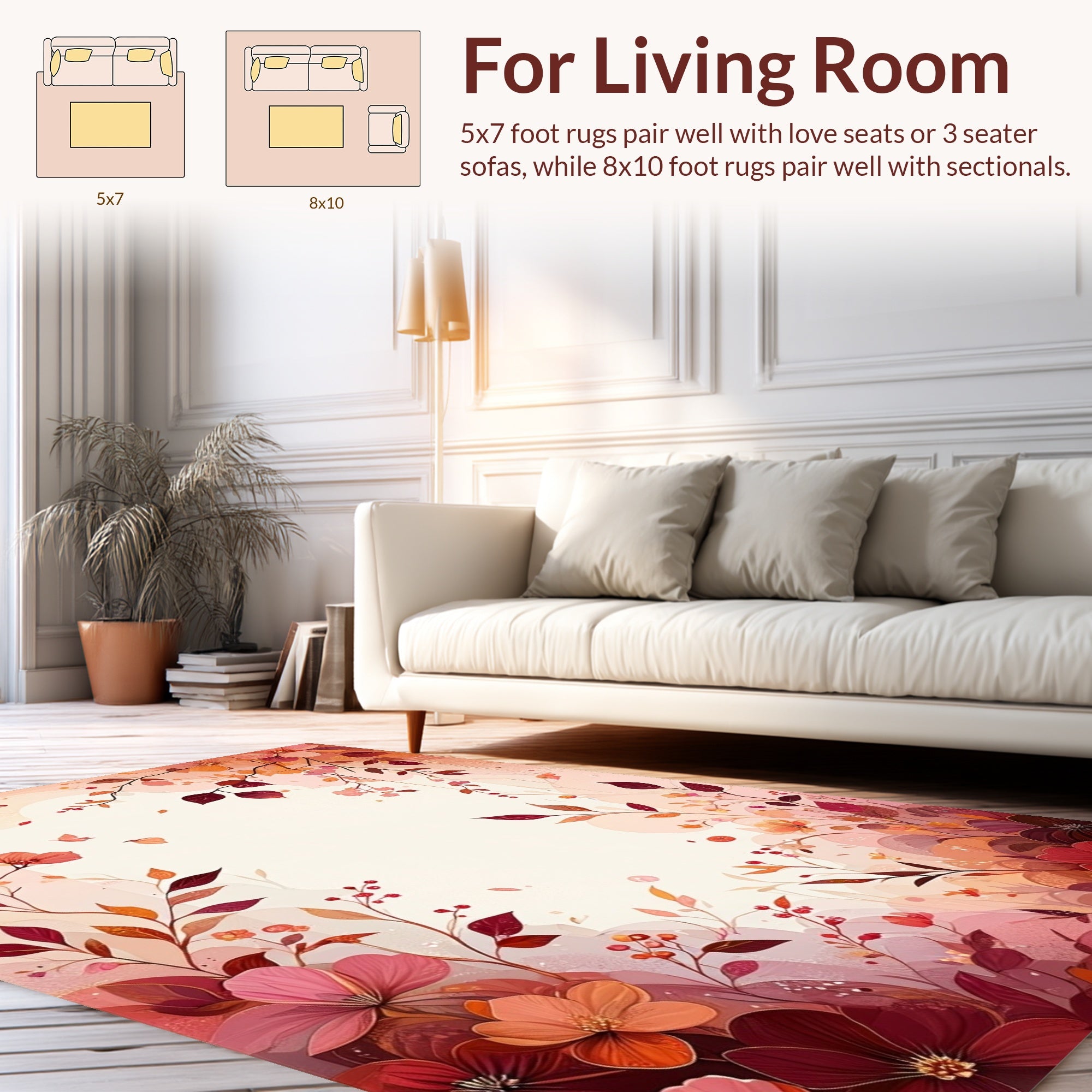 Floral Branches With Romantic Hues Rug