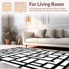 Abstract Black White Geometric Design Rug