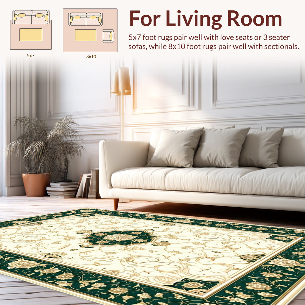 Elegant Floral Scroll Centerpiece Rug