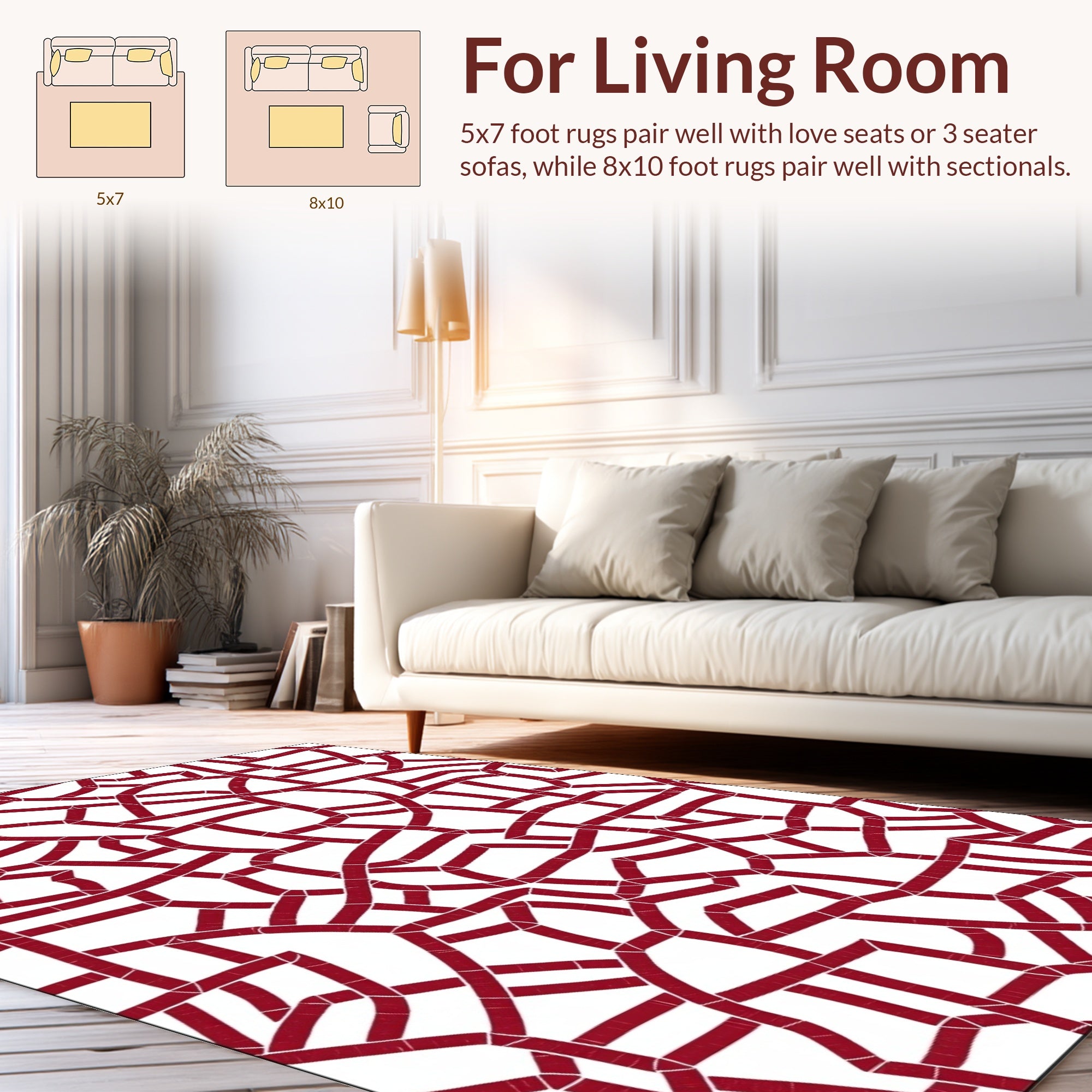 Abstract Red Intertwined Geometric Pattern Rug