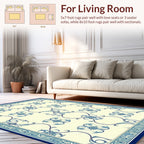 Ornate Blue Swirl Floral Patterned Rug