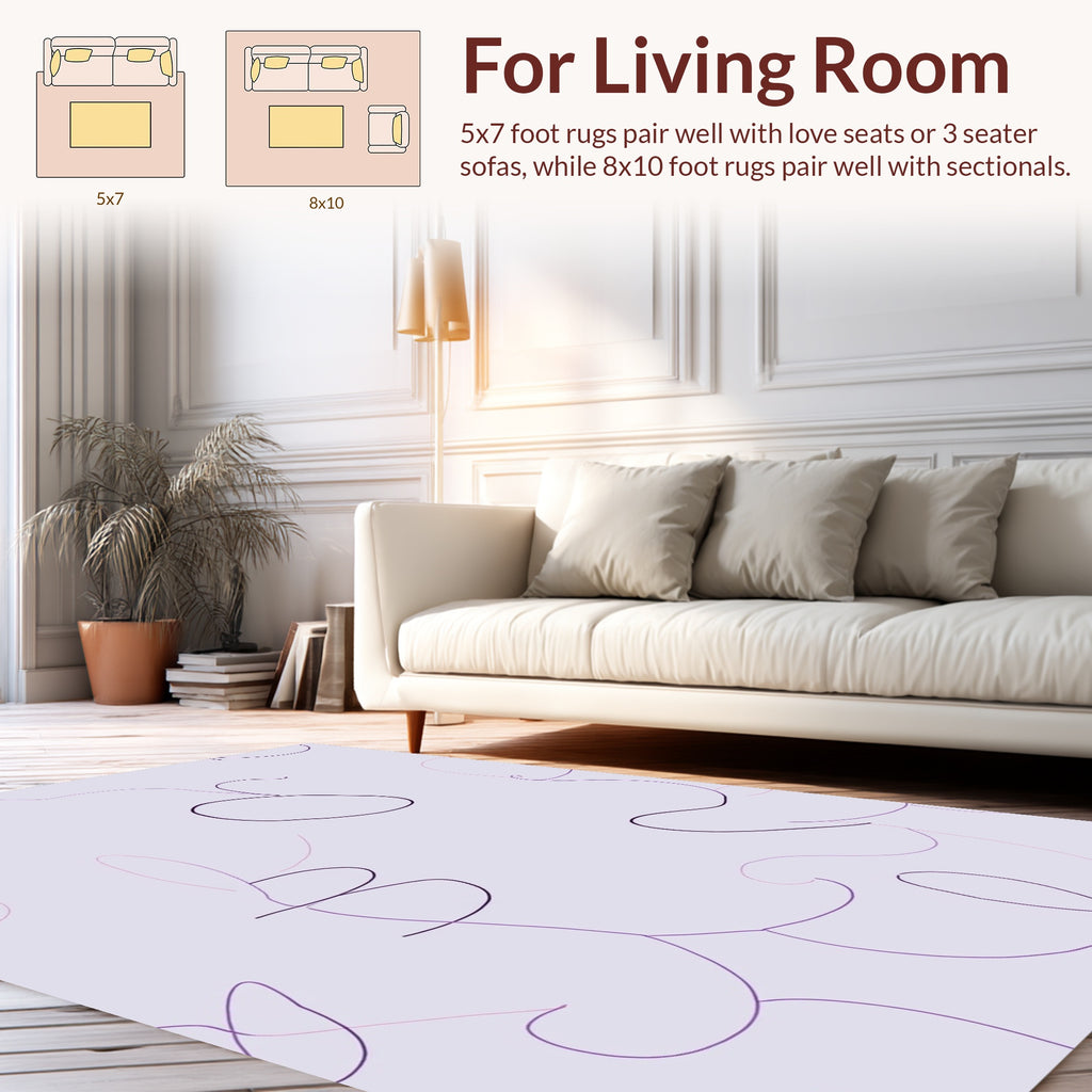 Abstract Line Art Lavender Rug