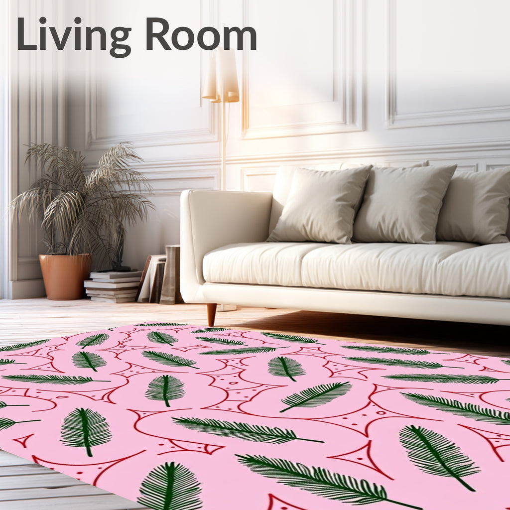 Pink Fern Abstract Art Rug