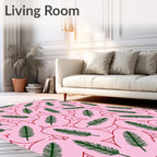 Pink Fern Abstract Art Rug