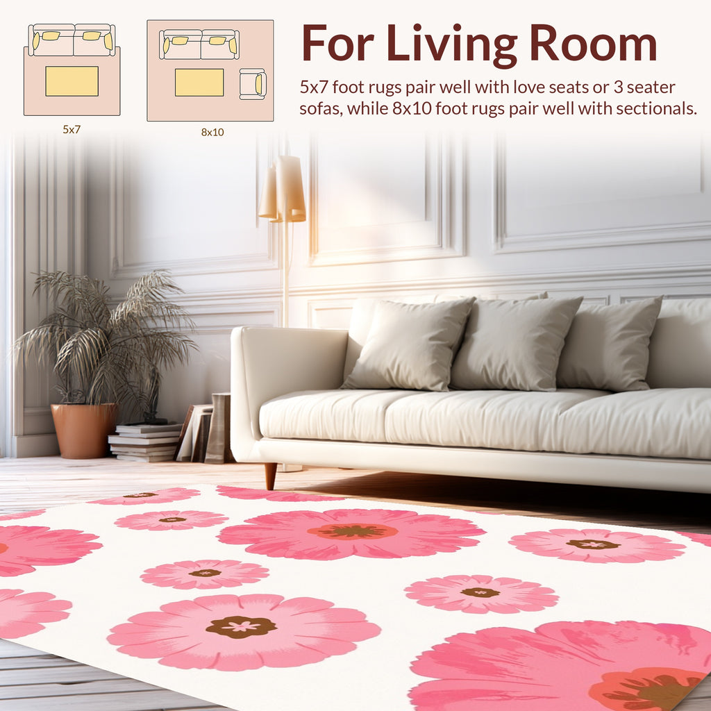 Large Pink Floral Pattern Rug