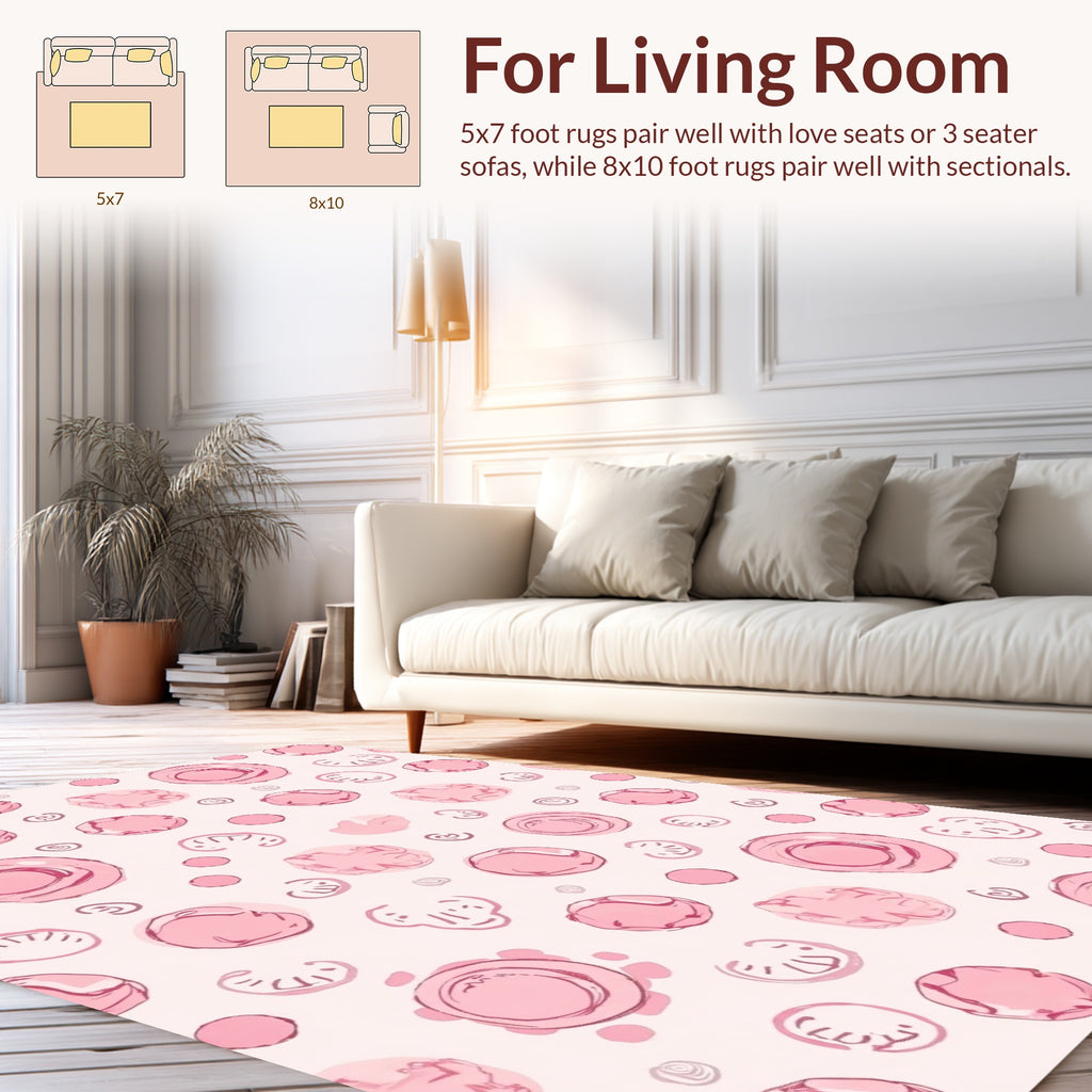 Playful Pink Bubble Pattern Rug
