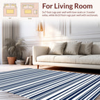 Simple Navy White Stripe Pattern Rug