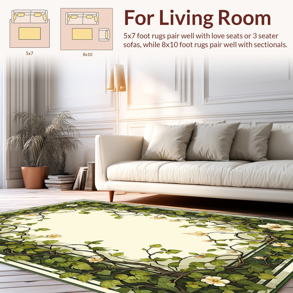 Earthy Vine Floral Art Nouveau Rug