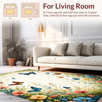 Whimsical Butterfly Garden Nature Print Rug