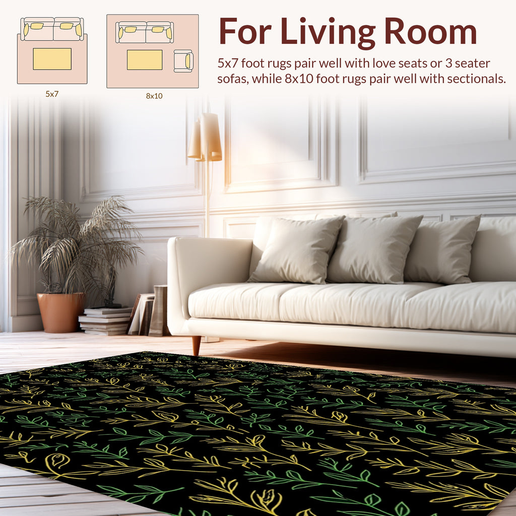 Botanical Outline Pattern Rug