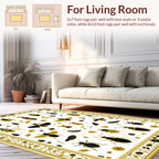 Golden Insect And Floral Pattern Rug